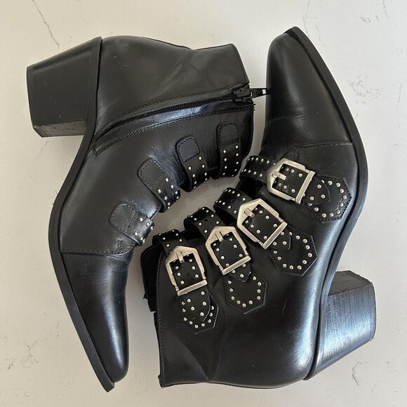 Pertini Boots Womens Sz 38 8 Leather Buckle Stud Ankle Western steampunk witchy - Picture 10 of 12